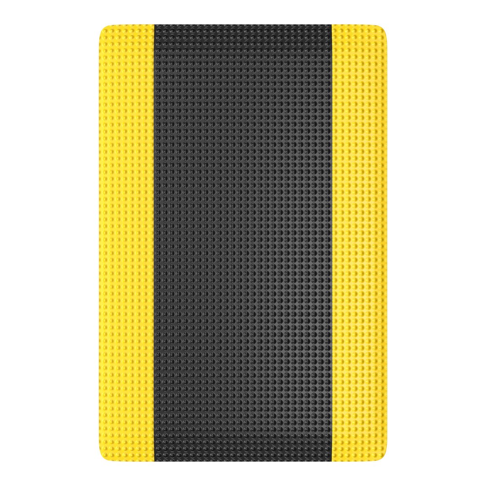 Číslo obrázka výrobku 2: Protiúnavová rohož z PVC s mikroporéznou vinylovou spodnou stranou, Š x H 600 x 910 mm, čierna/žltá