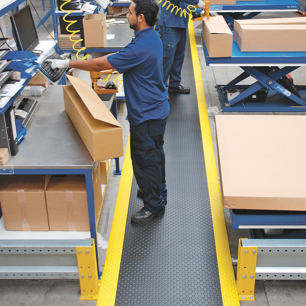 Číslo obrázka výrobku 2: Protiúnavová rohož, PVC/vinylová pena, nopky, metráž x 600 mm, čierna/žltá