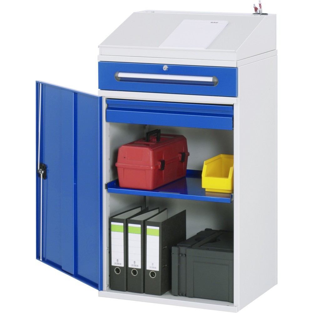 Číslo obrázka výrobku 1: skrinka s pultom RAU, V x Š x H 1 100 – 1 220 x 650 x 520 mm, zásuvky 1 x 80, 1 x 120 mm