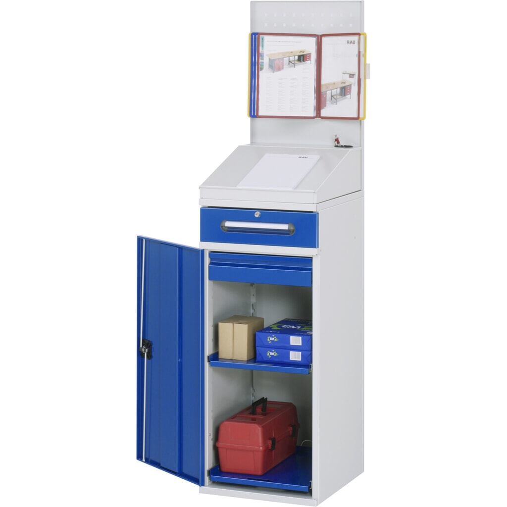 Obrázok výrobku: Skrinka s pultom RAU, v × š × h 1 110–1 770 × 450 × 520 mm, zásuvky 1 × 80, 1 × 120 mm