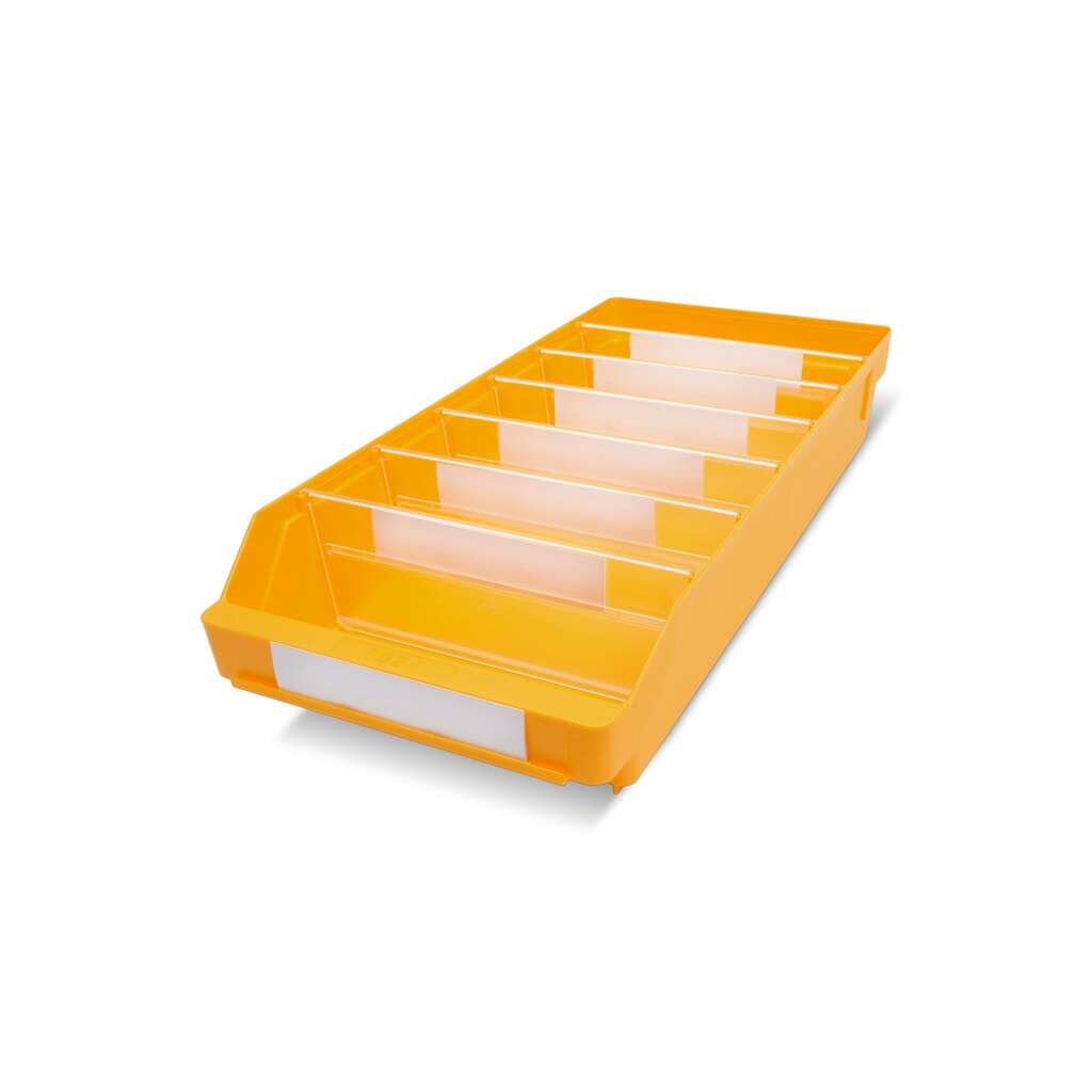 Regálové boxy s priezorom, Š x H 240 x 500 mm, žltá farba Obrázok výrobku: Regálové boxy s priezorom, Š x H 240 x 500 mm, žltá farba
