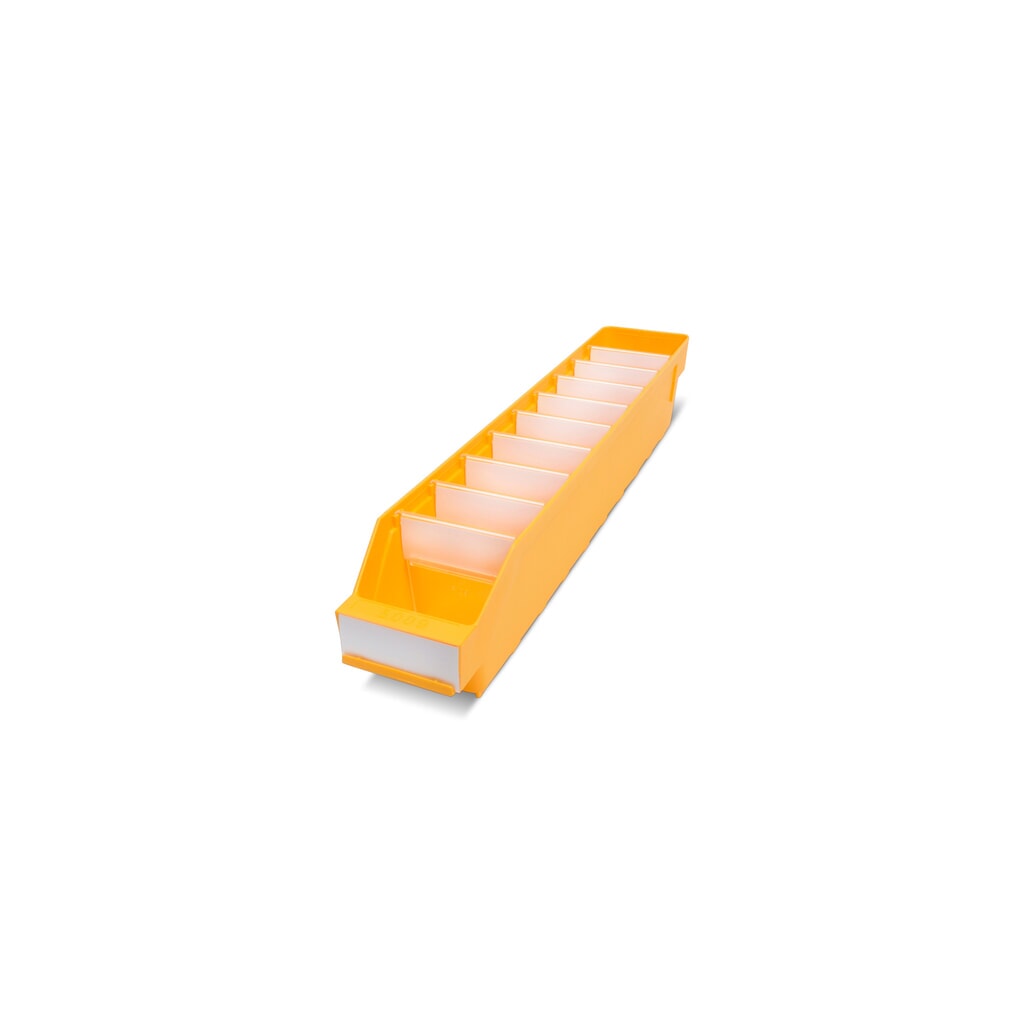 Obrázok výrobku: Regálové boxy s priezorom, Š x H 90 x 500 mm, žltá farba