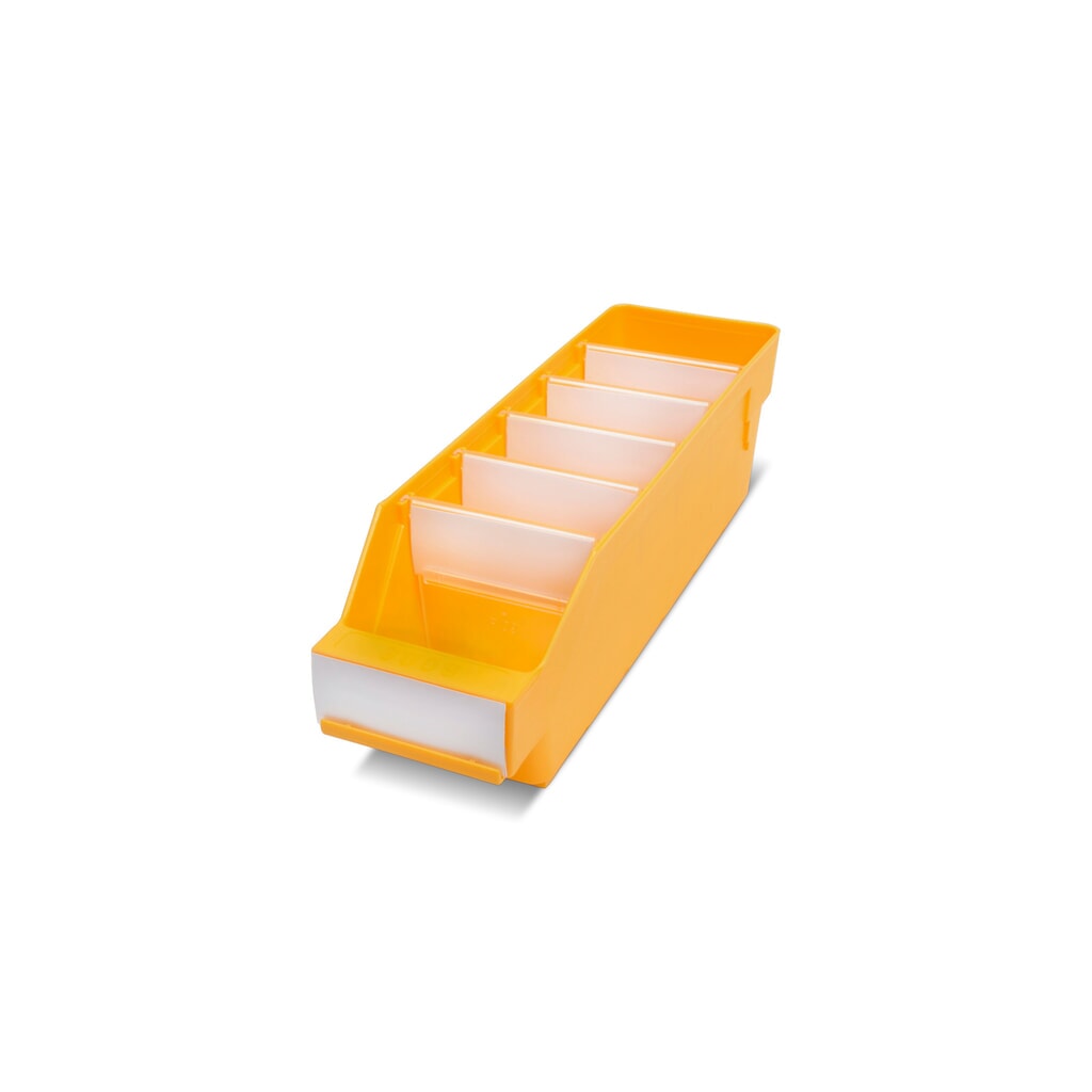 Obrázok výrobku: Regálové boxy s priezorom, Š x H 90 x 300 mm, žltá farba