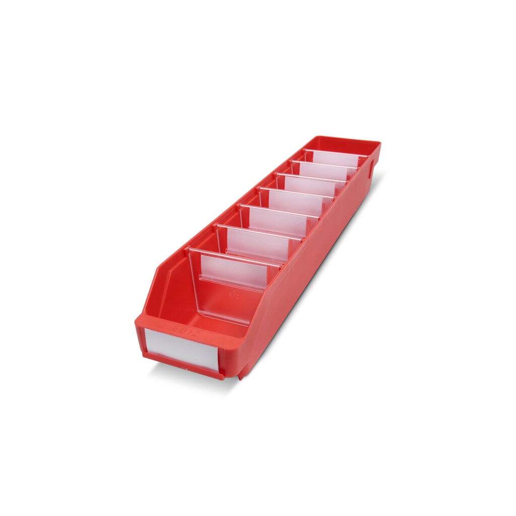 Obrázok výrobku: Regálové boxy s priezorom, Š x H 120 x 600 mm, červená farba