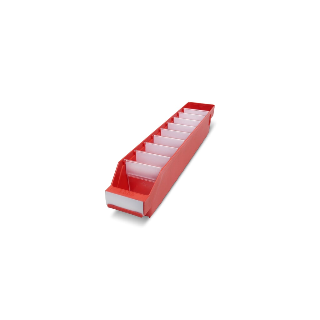 Obrázok výrobku: Regálové boxy s priezorom, Š x H 90 x 500 mm, červená farba