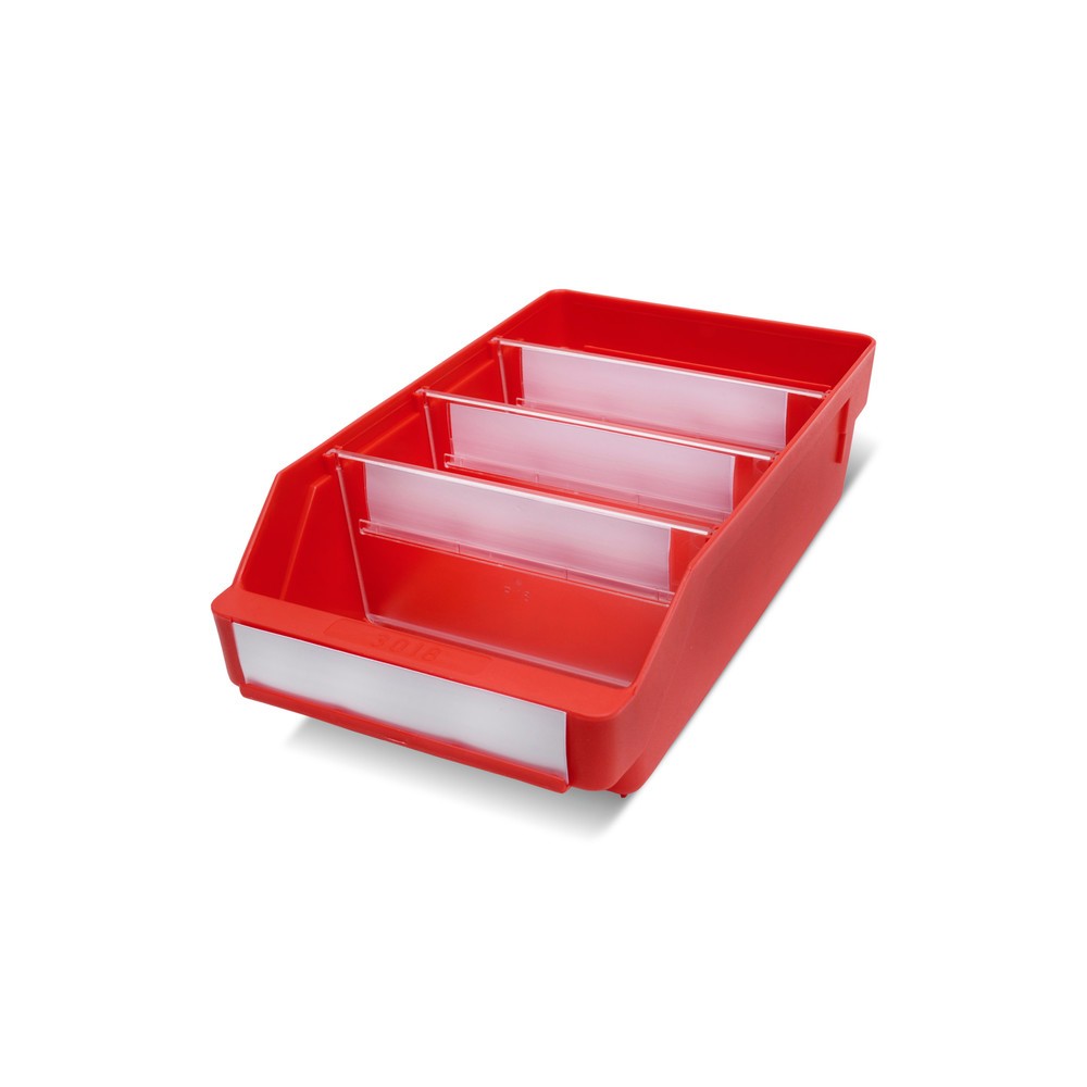 Obrázok výrobku: Regálové boxy s priezorom, Š x H 180 x 300 mm, červená farba