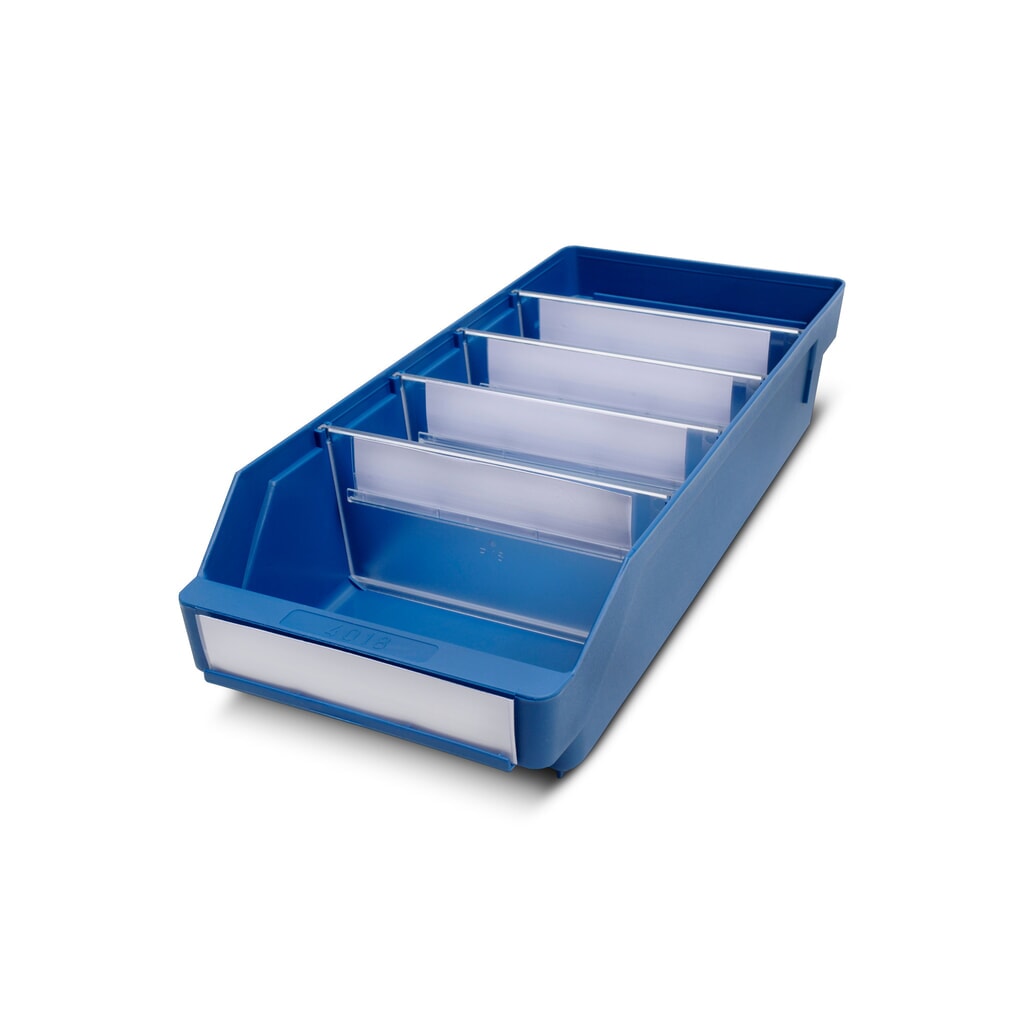 Obrázok výrobku: Regálové boxy s priezorom, Š x H 180 x 400 mm, modrá farba