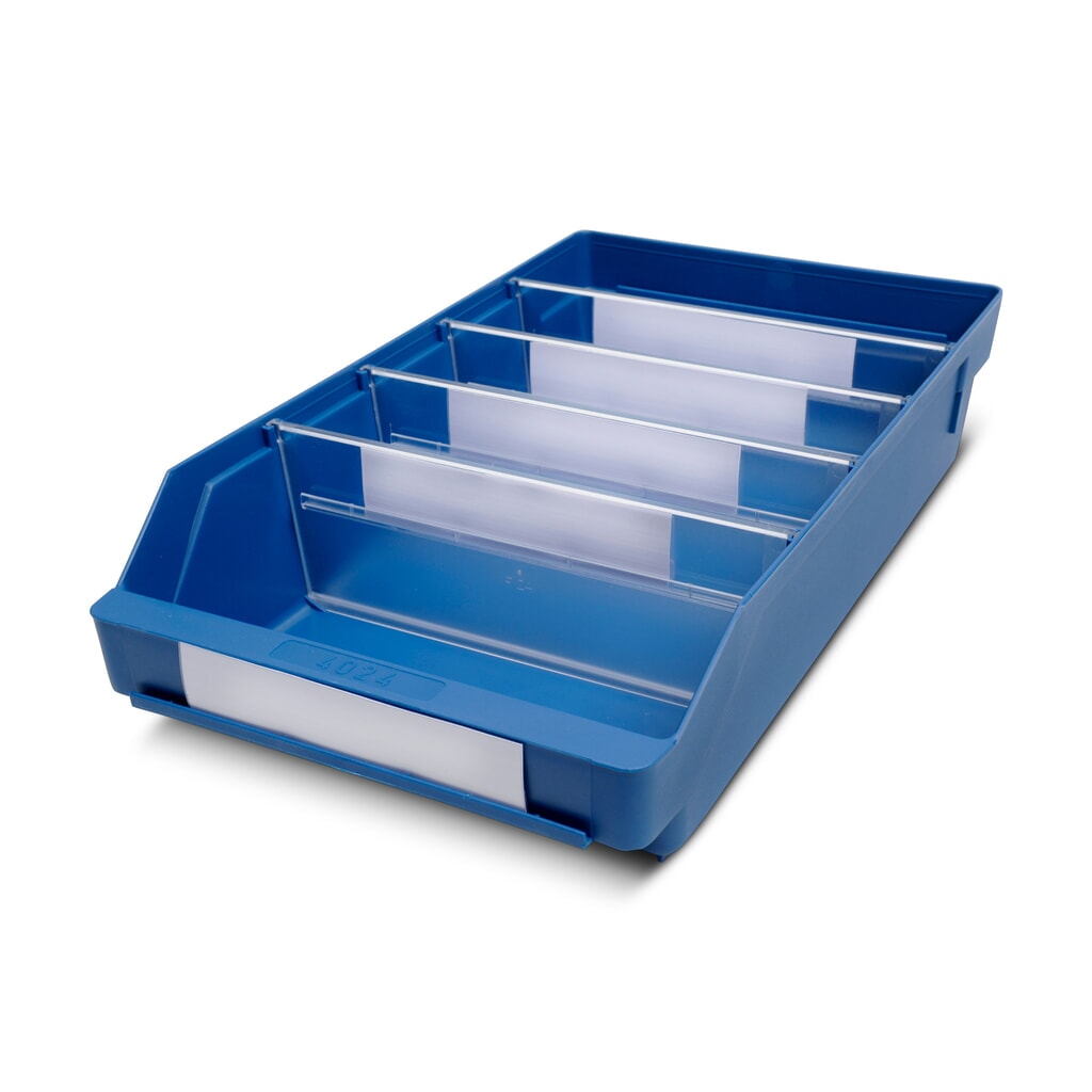 Obrázok výrobku: Regálové boxy s priezorom, Š x H 240 x 400 mm, modrá farba