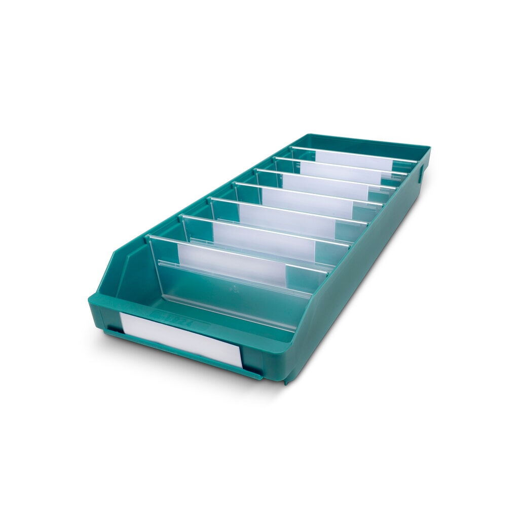 Obrázok výrobku: Regálové boxy s priezorom, Š x H 240 x 600 mm, zelená farba