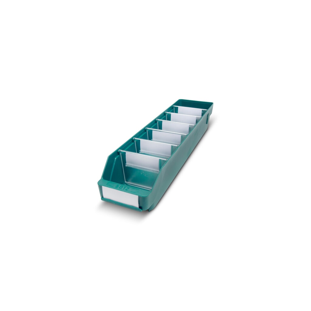 Regálové boxy s priezorom, Š x H 120 x 500 mm, zelená farba Obrázok výrobku: Regálové boxy s priezorom, Š x H 120 x 500 mm, zelená farba