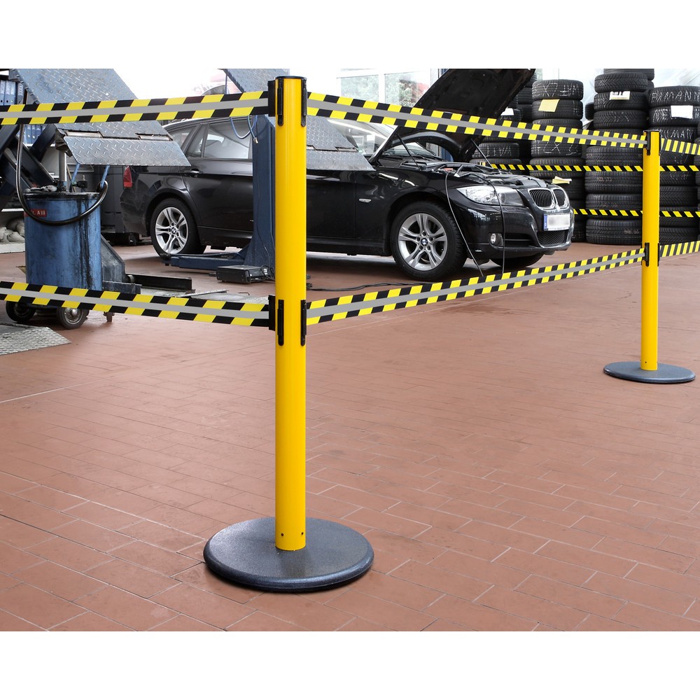 Číslo obrázka výrobku 3: RS-GUIDESYSTEMS® duálny páskový zahradzovací stĺpik GLA 95-E REFLECTO, dĺžka 2,3 m, šírka 50 mm, žltý stĺpik, čierno-žltá páska