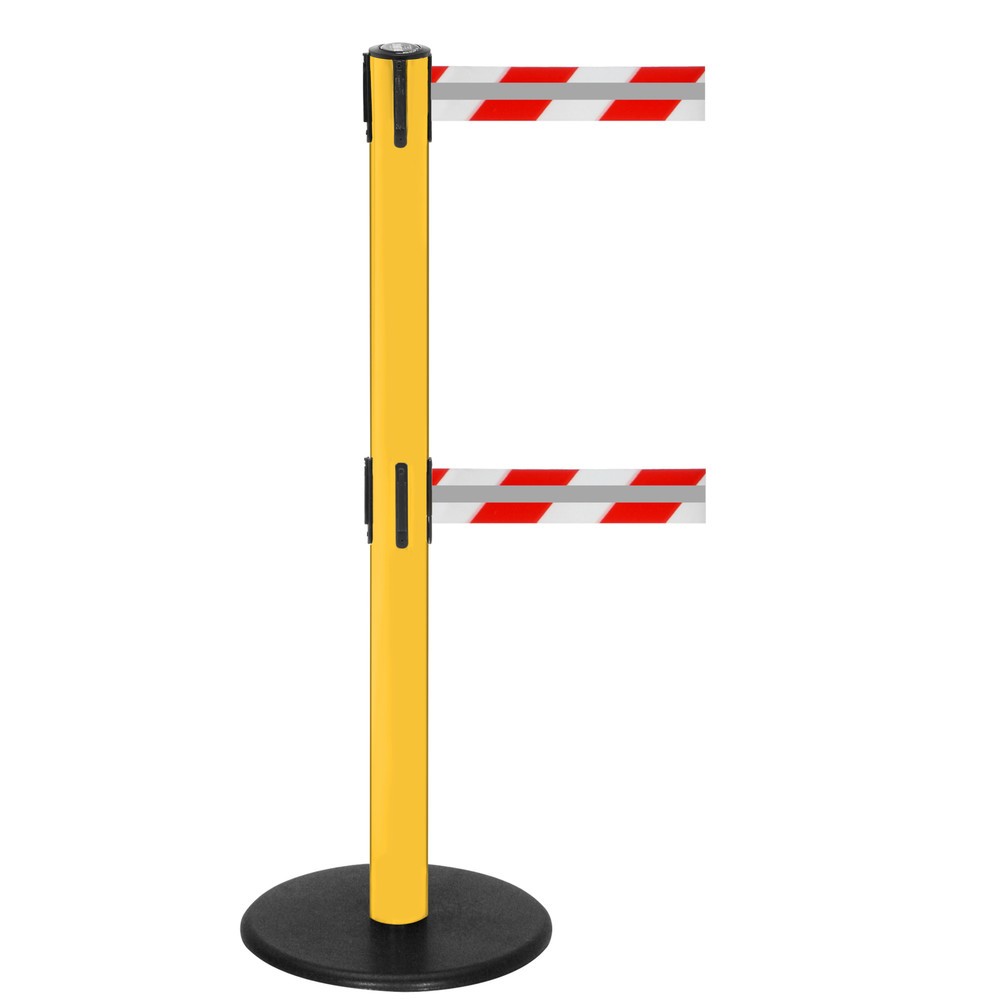Číslo obrázka výrobku 1: RS-GUIDESYSTEMS® duálny páskový zahradzovací stĺpik GLA 95-E REFLECTO, dĺžka 3,5 m, šírka 50 mm, žltý stĺpik, červeno-biela páska
