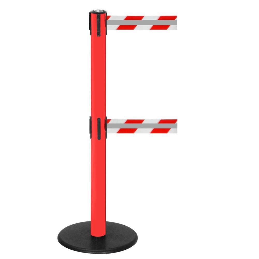 Číslo obrázka výrobku 1: RS-GUIDESYSTEMS® duálny páskový zahradzovací stĺpik GLA 95-D REFLECTO, dĺžka 2,3 m, šírka 50 mm, červený stĺpik, červeno-biela páska