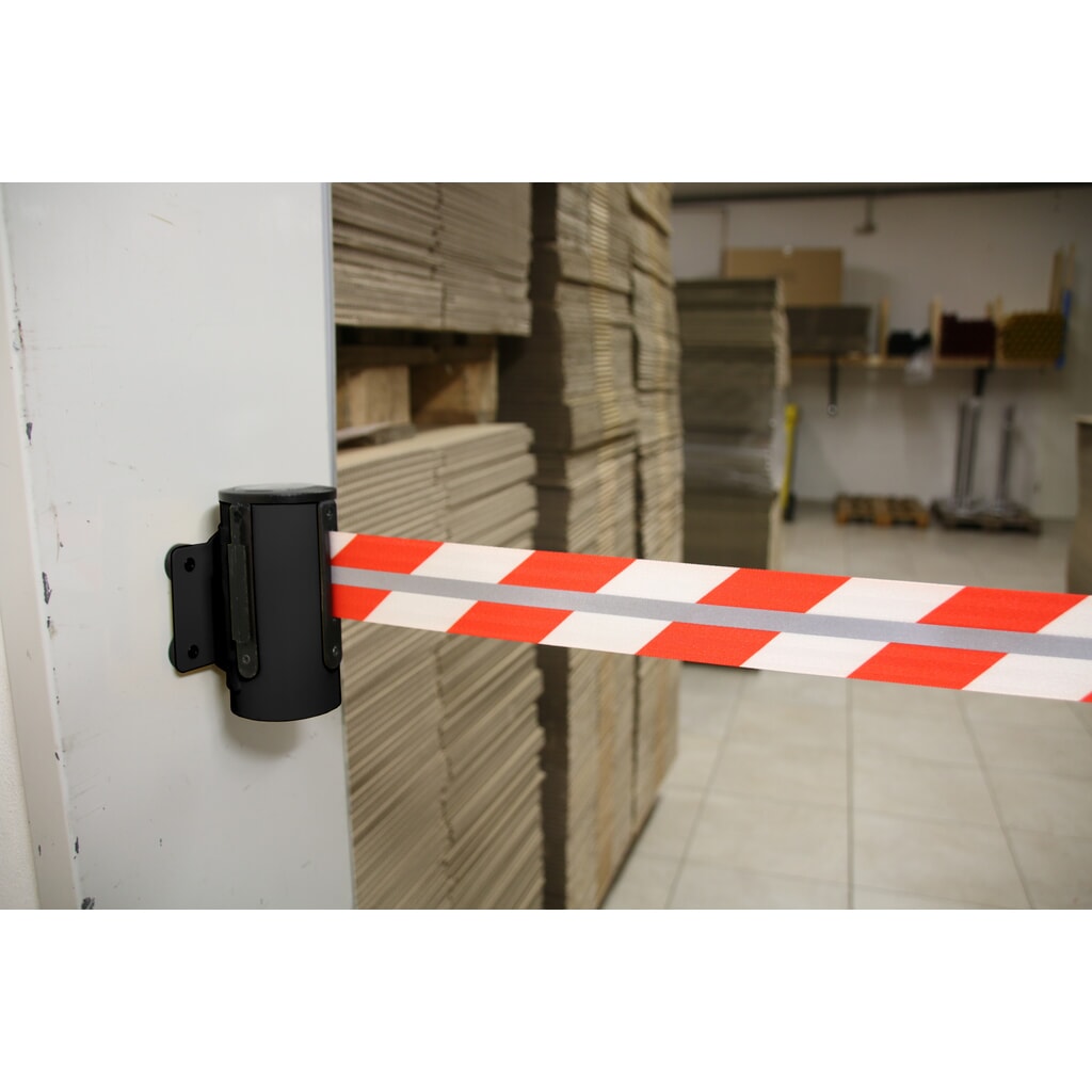 Číslo obrázka výrobku 3: RS-GUIDESYSTEMS® kazeta na pásku GLW 25-J REFLECTO, nástenná montáž, dĺžka 4 m, šírka 50 mm, čierne puzdro, červeno-biela páska