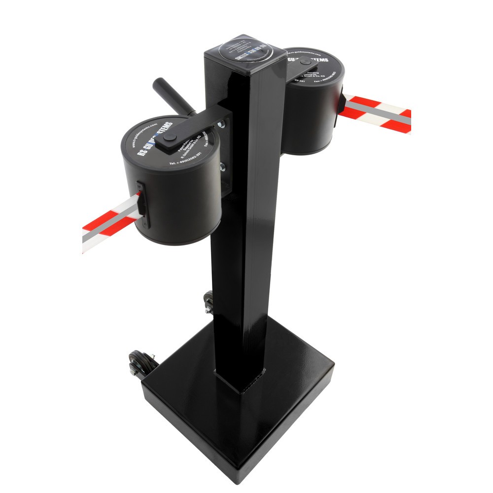 Číslo obrázka výrobku 3: RS-GUIDESYSTEMS® páskový zahradzovací stĺpik GLA 2000-J REFLECTO, dĺžka 2 × 18 m, šírka 50 mm, čierny stĺpik, čierno-žltá páska