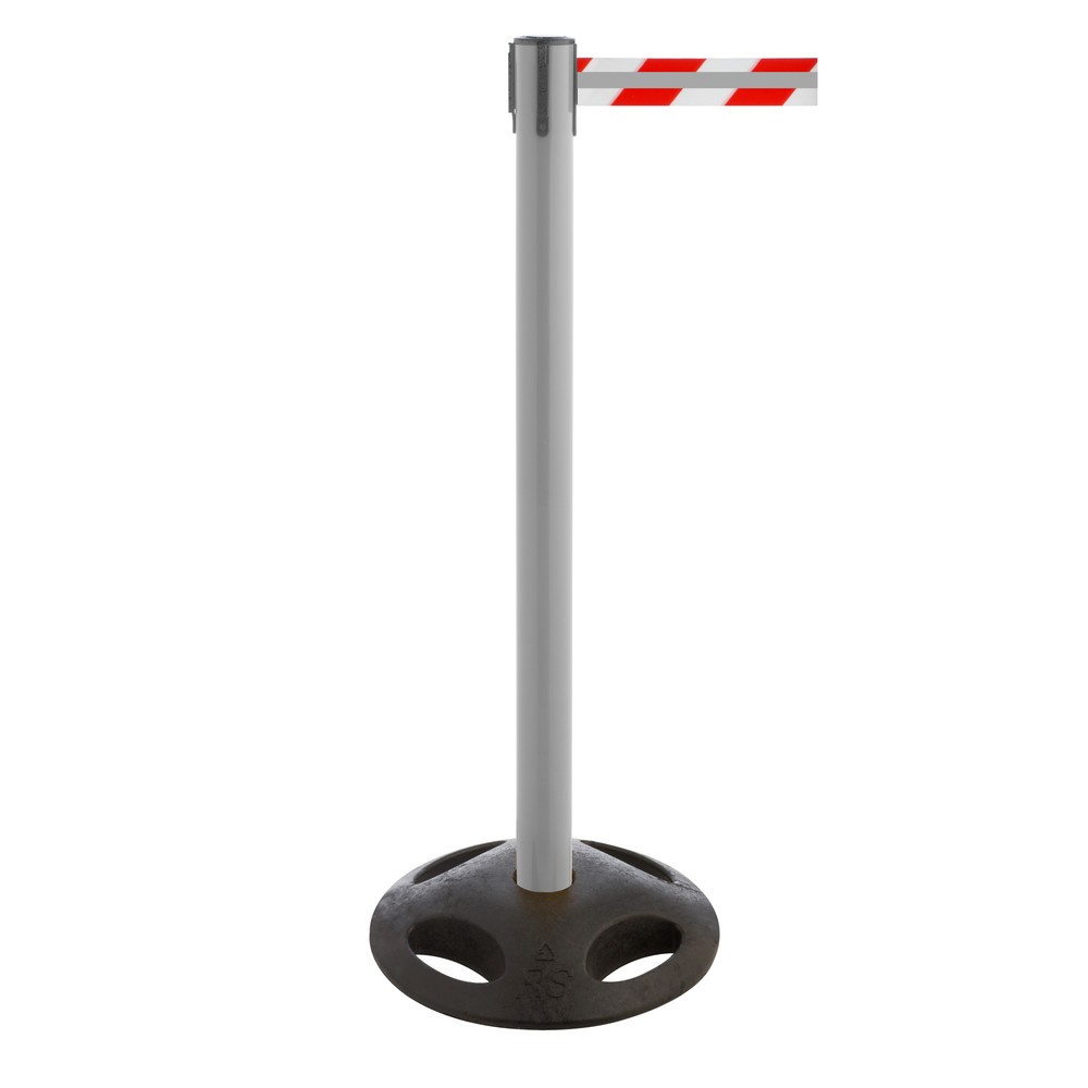 Číslo obrázka výrobku 1: RS-GUIDESYSTEMS® páskový zahradzovací stĺpik GLA 25-A REFLECTO, dĺžka 3,5 m, šírka 50 mm, antracitový stĺpik, červeno-biela páska