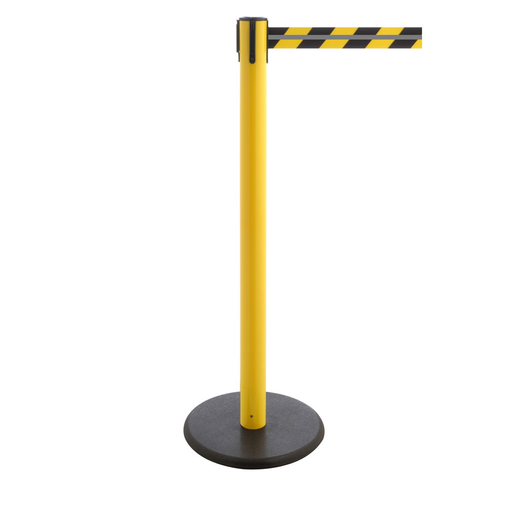 Číslo obrázka výrobku 1: RS-GUIDESYSTEMS® páskový zahradzovací stĺpik GLA 28-E REFLECTO, dĺžka 2,3 m, šírka 50 mm, žltý stĺpik, čierno-žltá páska