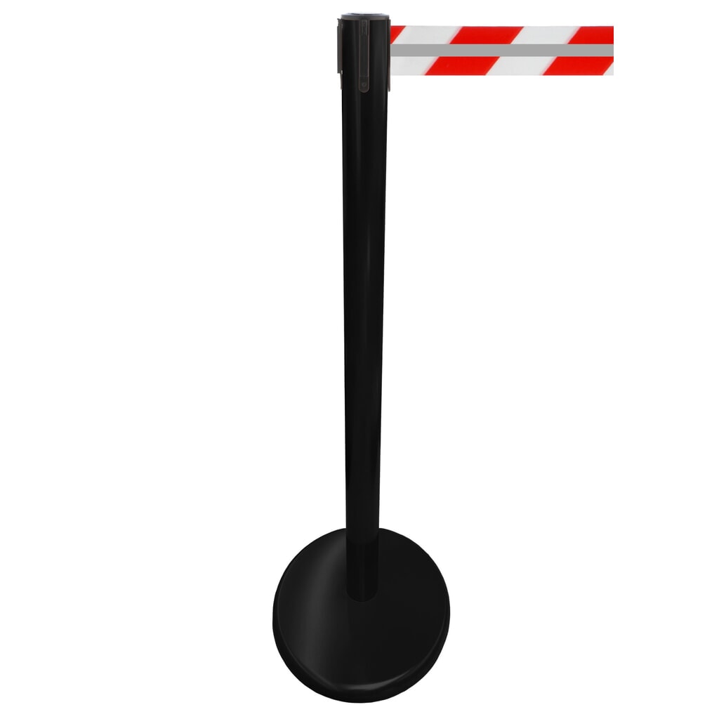 RS-GUIDESYSTEMS® páskový zahradzovací stĺpik GLA 45-J REFLECTO, dĺžka 3,5 m, šírka 50 mm, čierny stĺpik, červeno-biela páska Číslo obrázka výrobku 1: RS-GUIDESYSTEMS® páskový zahradzovací stĺpik GLA 45-J REFLECTO, dĺžka 3,5 m, šírka 50 mm, čierny stĺpik, červeno-biela páska