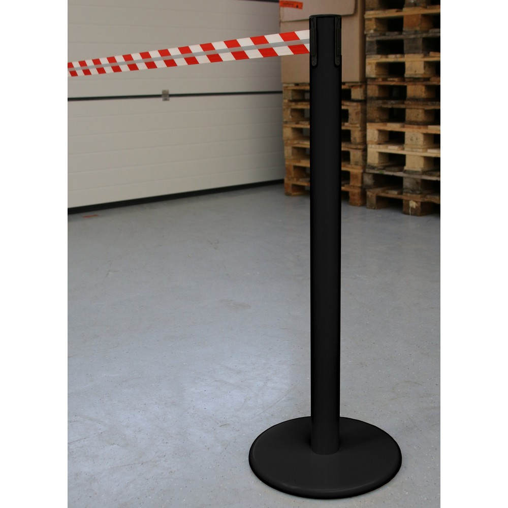 Číslo obrázka výrobku 4: RS-GUIDESYSTEMS® páskový zahradzovací stĺpik GLA 45-J REFLECTO, dĺžka 3,5 m, šírka 50 mm, čierny stĺpik, červeno-biela páska