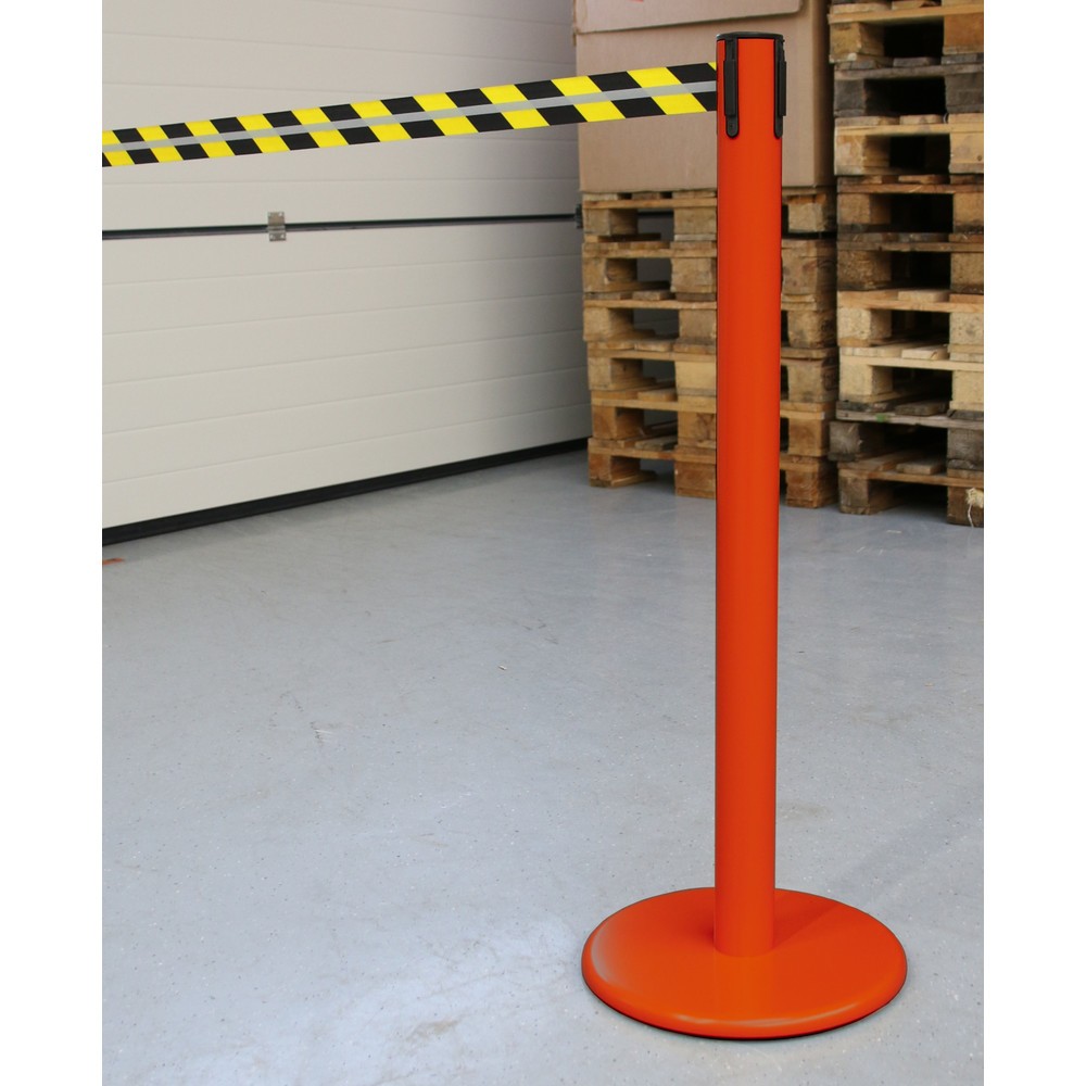 Číslo obrázka výrobku 4: RS-GUIDESYSTEMS® páskový zahradzovací stĺpik GLA 45-D REFLECTO, dĺžka 3,5 m, šírka 50 mm, červený stĺpik, čierno-žltá páska