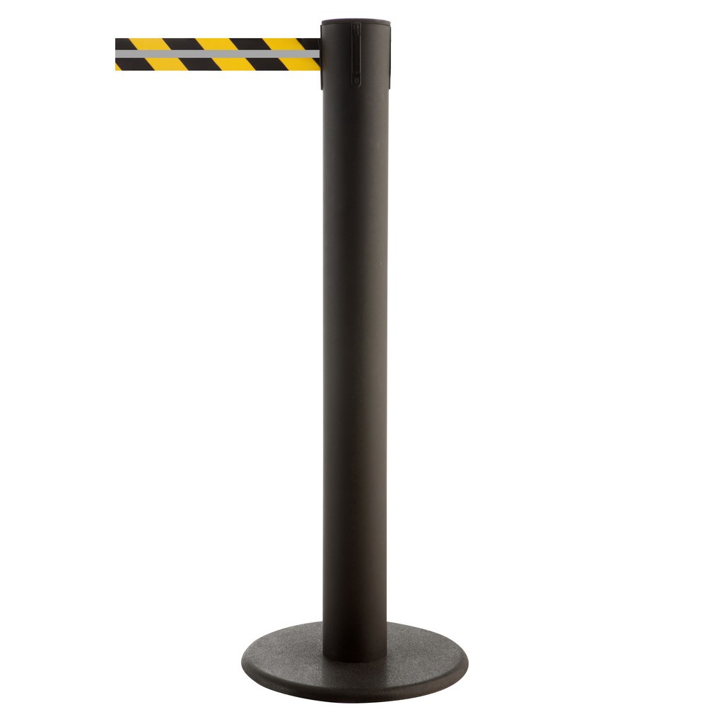 Číslo obrázka výrobku 1: RS-GUIDESYSTEMS® páskový zahradzovací stĺpik GLA 85-J REFLECTO, dĺžka 7 m, šírka 50 mm, čierny stĺpik, čierno-žltá páska