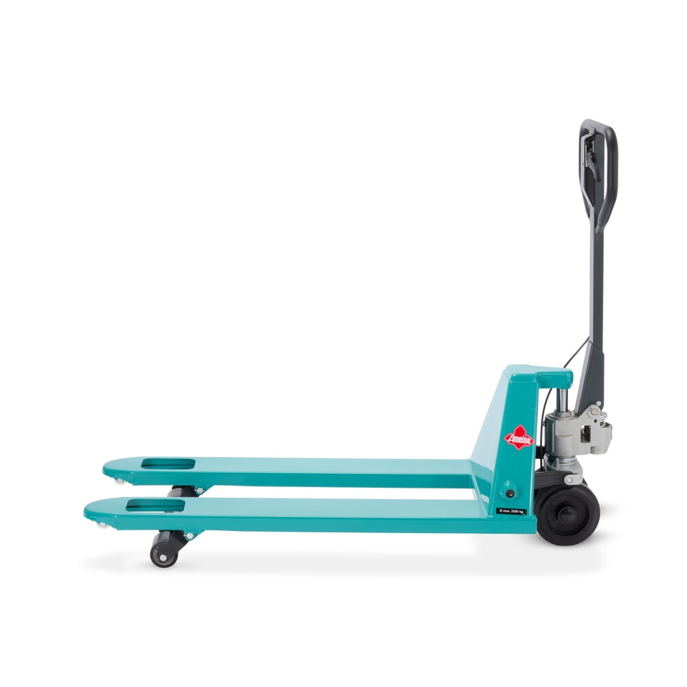 Číslo obrázka výrobku 7: Ručný paletový vozík Ameise® PTM 2.5 s ručnou brzdou, nosnosť 2500 kg, dĺžka vidlíc 1150 mm, celogumové/polyuretán
