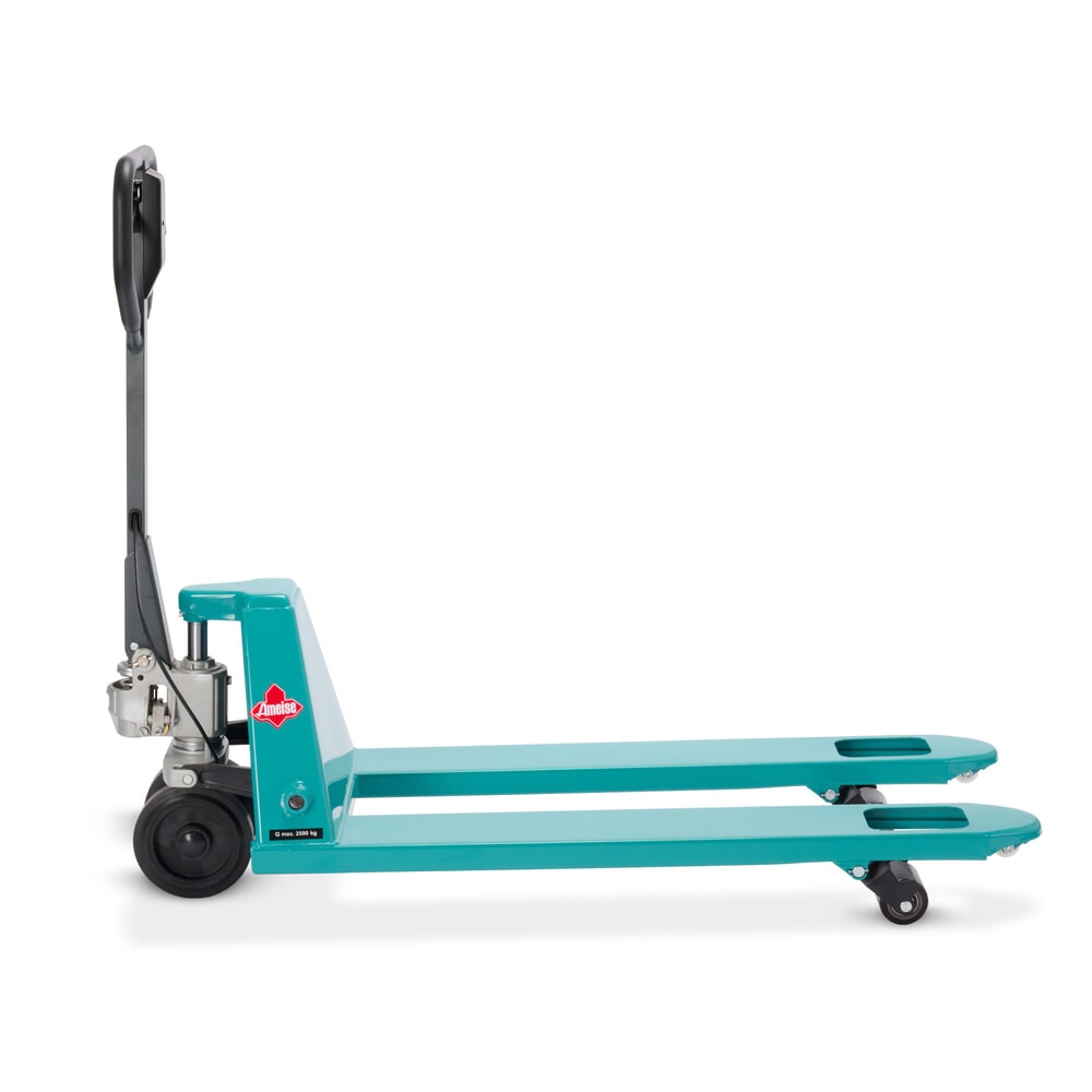 Číslo obrázka výrobku 9: Ručný paletový vozík Ameise® PTM 2.5 s ručnou brzdou, nosnosť 2500 kg, dĺžka vidlíc 1150 mm, celogumové/polyuretán