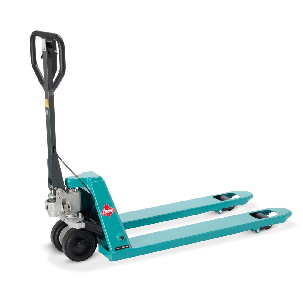 Číslo obrázka výrobku 1: Ručný paletový vozík Ameise® PTM 2.5 s ručnou brzdou, nosnosť 2500 kg, dĺžka vidlíc 1150 mm, celogumové/polyuretán
