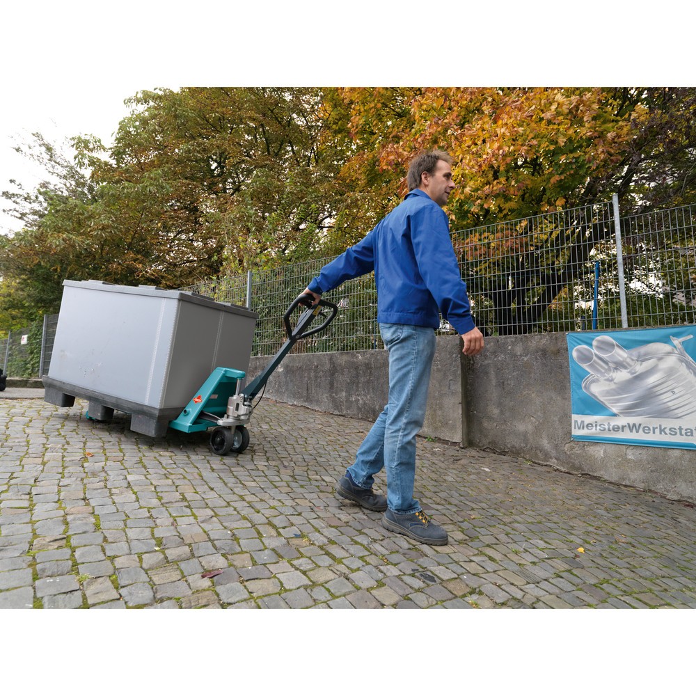 Číslo obrázka výrobku 13: Ručný paletový vozík Ameise® PTM 2.5 s ručnou brzdou, nosnosť 2500 kg, dĺžka vidlíc 1150 mm, celogumové/polyuretán, tandemové kolieska