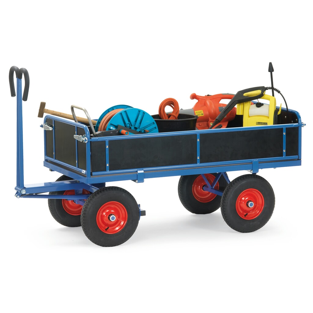 Ručný plošinový vozík fetra® s 3 skladacími stenami, ložná plocha 800 x 1 200 mm, nosnosť 1 000 kg, vzduchové pneumatiky Číslo obrázka výrobku 2: Ručný plošinový vozík fetra® s 3 skladacími stenami, ložná plocha 800 x 1 200 mm, nosnosť 1 000 kg, vzduchové pneumatiky