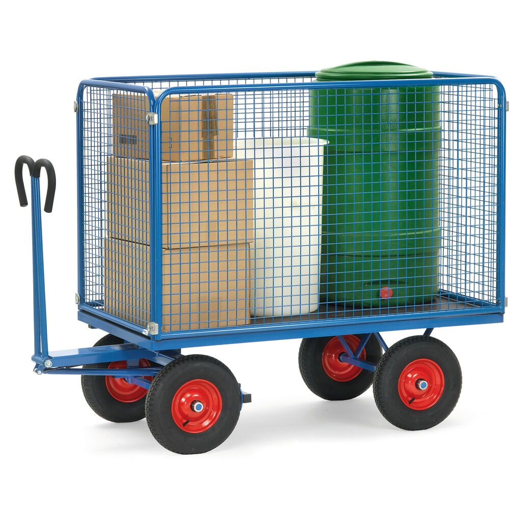 Ručný plošinový vozík fetra® so stenami drôteného pletiva H 1.000 mm, ložná plocha 800 x 1.200 mm, nosnosť 1.000 kg, vzduchové pneumatiky Číslo obrázka výrobku 2: Ručný plošinový vozík fetra® so stenami drôteného pletiva H 1.000 mm, ložná plocha 800 x 1.200 mm, nosnosť 1.000 kg, vzduchové pneumatiky