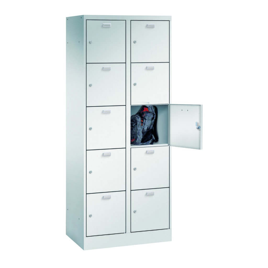 Zamykacia skriňa PAVOY, 2 × 5 priečinkov, zámok s valcovou vložkou, v × š × h 1 950 × 800 × 500 mm, šírka priečinka 400 mm Obrázok výrobku: Zamykacia skriňa PAVOY, 2 × 5 priečinkov, zámok s valcovou vložkou, v × š × h 1 950 × 800 × 500 mm, šírka priečinka 400 mm