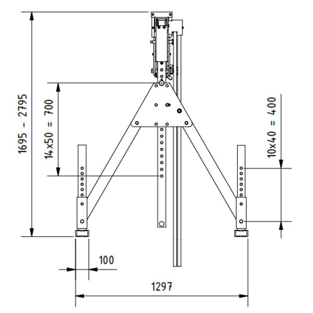SCHILLING hliníkový portálový žeriav s deliteľným nosníkom, závesný bod 1 249 – 2 349 mm, nosnosť 500 kg Číslo obrázka výrobku 3: SCHILLING hliníkový portálový žeriav s deliteľným nosníkom, závesný bod 1 249 – 2 349 mm, nosnosť 500 kg