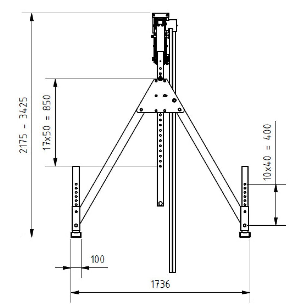 Číslo obrázka výrobku 3: SCHILLING hliníkový portálový žeriav s deliteľným nosníkom, závesný bod 1 730 – 2 980 mm, nosnosť 500 kg
