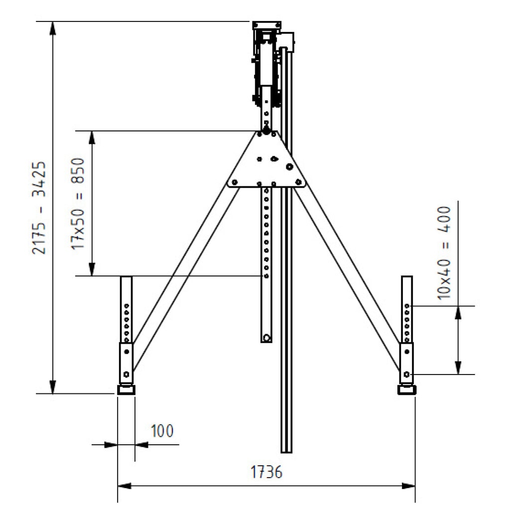 Číslo obrázka výrobku 3: SCHILLING hliníkový portálový žeriav s deliteľným nosníkom, závesný bod 1 730 – 2 980 mm, nosnosť 500 kg