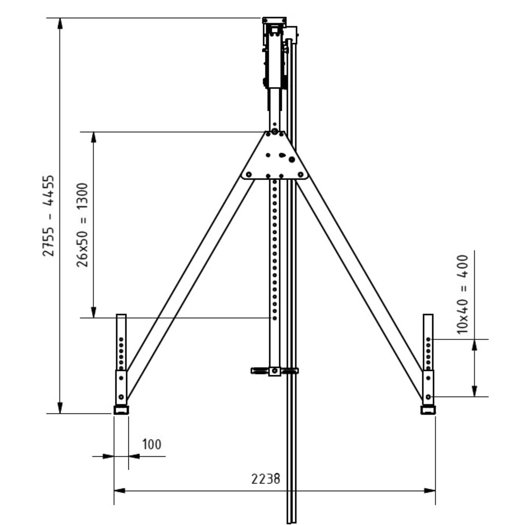 SCHILLING hliníkový portálový žeriav s deliteľným nosníkom, závesný bod 2 310 – 4 010 mm, nosnosť 500 kg Číslo obrázka výrobku 3: SCHILLING hliníkový portálový žeriav s deliteľným nosníkom, závesný bod 2 310 – 4 010 mm, nosnosť 500 kg