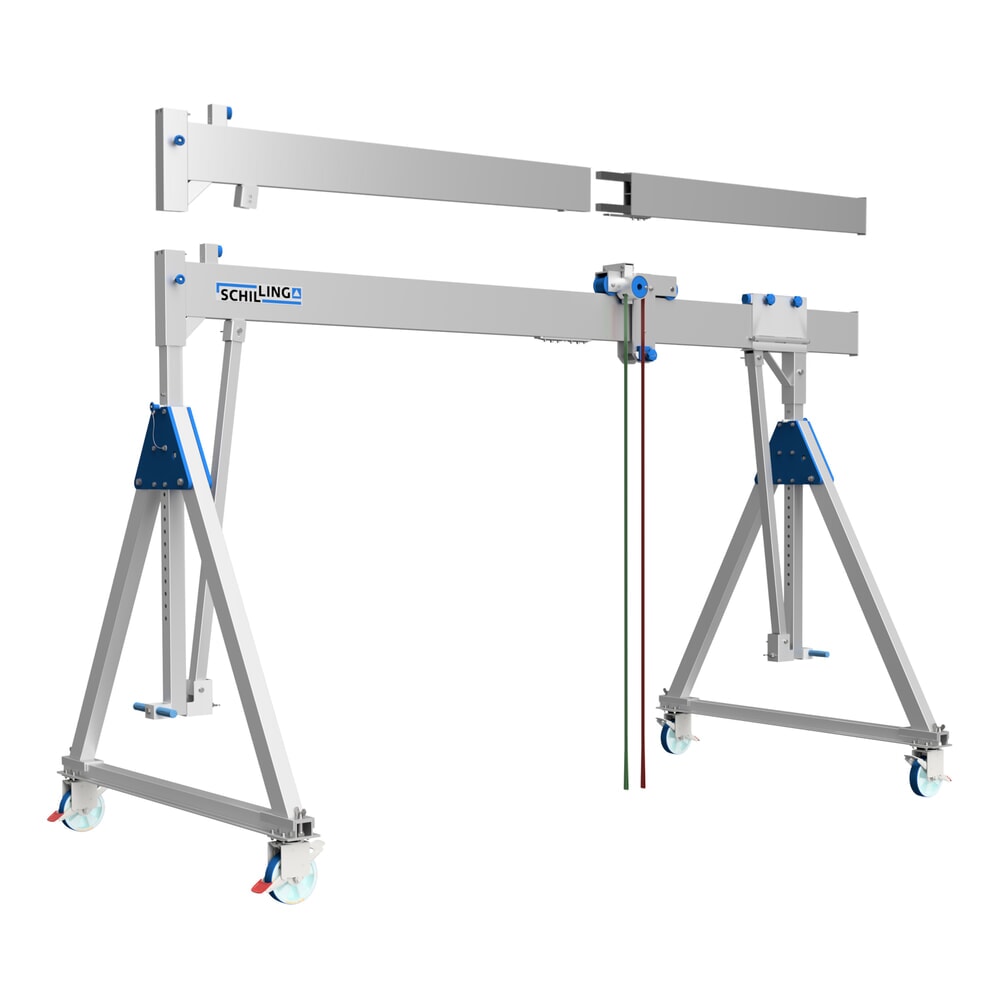 Obrázok výrobku: SCHILLING hliníkový portálový žeriav s deliteľným nosníkom, pojazdný, celková výška max. 2 560 mm, nosnosť 500 kg
