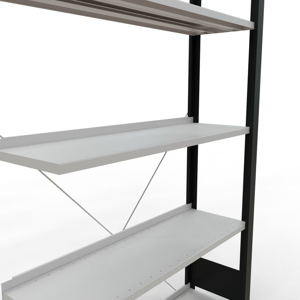 SCHULTE prídavné pole polica na pilníky, jednostranná, s koncovými zarážkami, nosnosť regálu 85 kg, čierna, V x Š x H 1 800 x 1 000 x 300 mm Číslo obrázka výrobku 4: SCHULTE prídavné pole polica na pilníky, jednostranná, s koncovými zarážkami, nosnosť regálu 85 kg, čierna, V x Š x H 1 800 x 1 000 x 300 mm