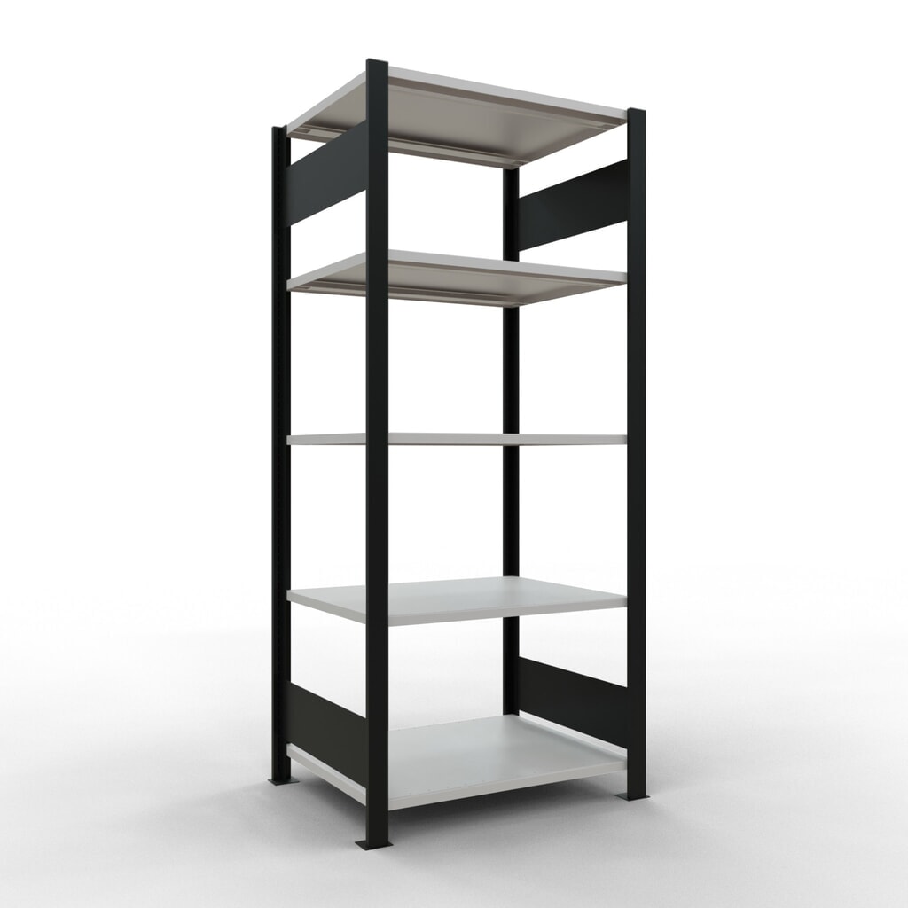 základné pole kladová polica SCHULTE, obojstranná, bez centrálnych zarážok, nosnosť regálu 150 kg, čierna, V x Š x H 1 800 x 750 x 600 mm Číslo obrázka výrobku 1: základné pole kladová polica SCHULTE, obojstranná, bez centrálnych zarážok, nosnosť regálu 150 kg, čierna, V x Š x H 1 800 x 750 x 600 mm