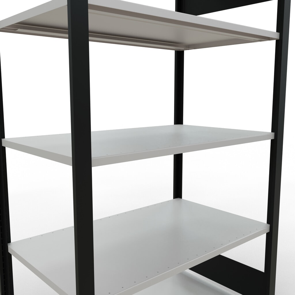 základné pole kladová polica SCHULTE, obojstranná, bez centrálnych zarážok, nosnosť regálu 150 kg, čierna, V x Š x H 1 800 x 1 000 x 600 mm Číslo obrázka výrobku 4: základné pole kladová polica SCHULTE, obojstranná, bez centrálnych zarážok, nosnosť regálu 150 kg, čierna, V x Š x H 1 800 x 1 000 x 600 mm