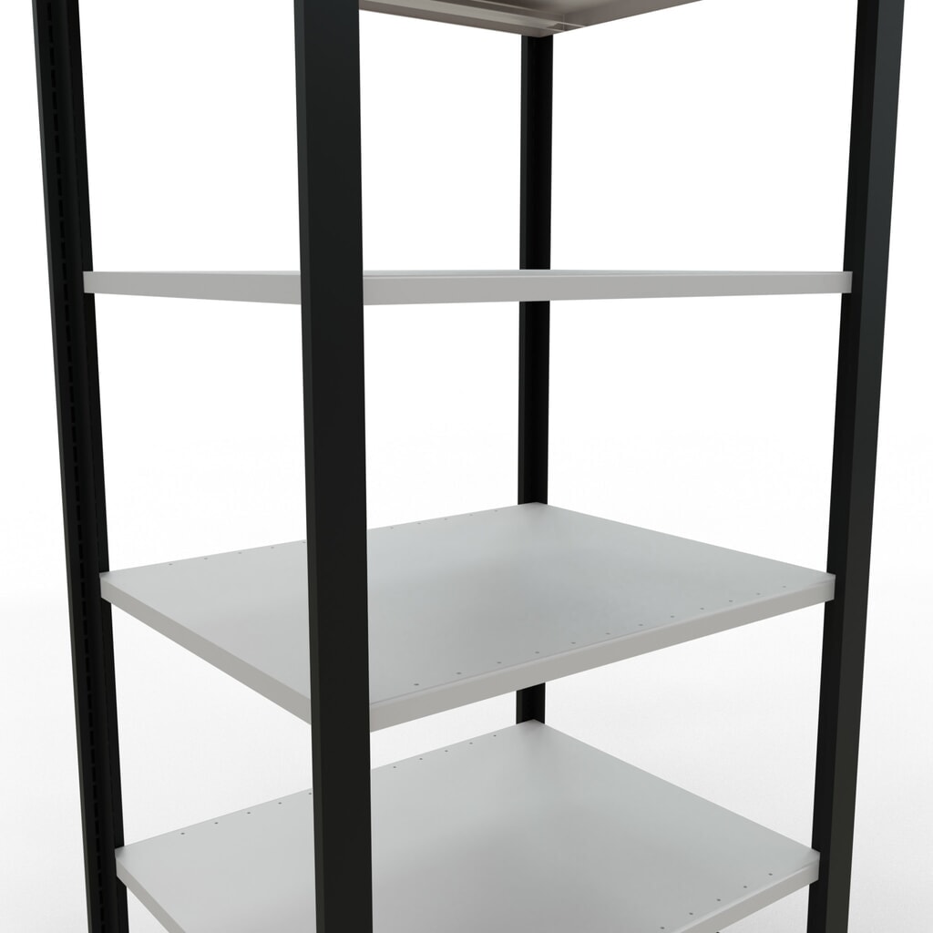 základné pole kladová polica SCHULTE, obojstranná, bez centrálnych zarážok, nosnosť regálu 150 kg, čierna, V x Š x H 2 000 x 750 x 600 mm Číslo obrázka výrobku 4: základné pole kladová polica SCHULTE, obojstranná, bez centrálnych zarážok, nosnosť regálu 150 kg, čierna, V x Š x H 2 000 x 750 x 600 mm