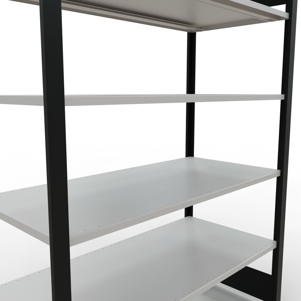 SCHULTE základné pole polica na pilníky, obojstranná, bez stredových zarážok, nosnosť regálu 150 kg, čierna, V x Š x H 2,000 x 1300 x 600 mm Číslo obrázka výrobku 4: SCHULTE základné pole polica na pilníky, obojstranná, bez stredových zarážok, nosnosť regálu 150 kg, čierna, V x Š x H 2,000 x 1300 x 600 mm