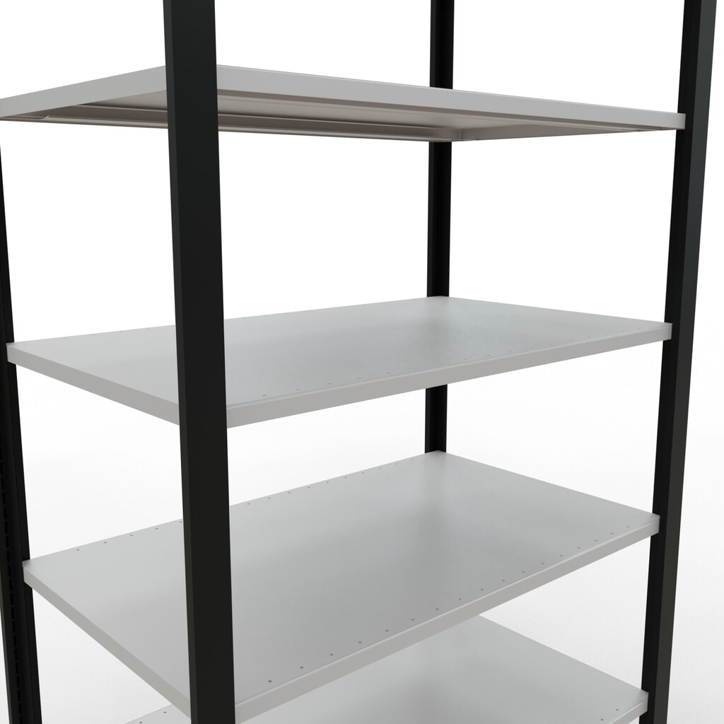 SCHULTE základné pole polica na pilníky, obojstranná, bez stredových zarážok, nosnosť regálu 150 kg, čierna, V x Š x H 2 300 x 1 000 x 600 mm Číslo obrázka výrobku 4: SCHULTE základné pole polica na pilníky, obojstranná, bez stredových zarážok, nosnosť regálu 150 kg, čierna, V x Š x H 2 300 x 1 000 x 600 mm