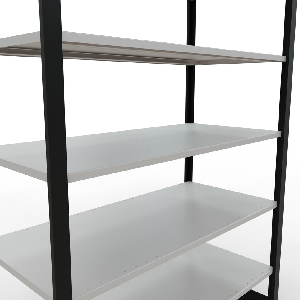 SCHULTE základné pole polica na pilníky, obojstranná, bez stredových zarážok, nosnosť regálu 150 kg, čierna, V x Š x H 2 300 x 1300 x 600 mm Číslo obrázka výrobku 4: SCHULTE základné pole polica na pilníky, obojstranná, bez stredových zarážok, nosnosť regálu 150 kg, čierna, V x Š x H 2 300 x 1300 x 600 mm