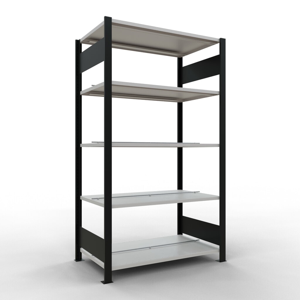 Obrázok výrobku: SCHULTE základné pole Obojstranné flip nosnosť regálu 150kg Polica na pilník Čierna V x Š x H 1800x1000x600mm