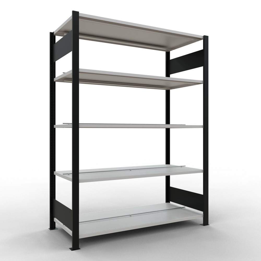 Obrázok výrobku: SCHULTE základné pole Obojstranné flip nosnosť regálu 150 kg Polica na pilník Čierna V x Š x H 1 800 x 1300 x 600 mm