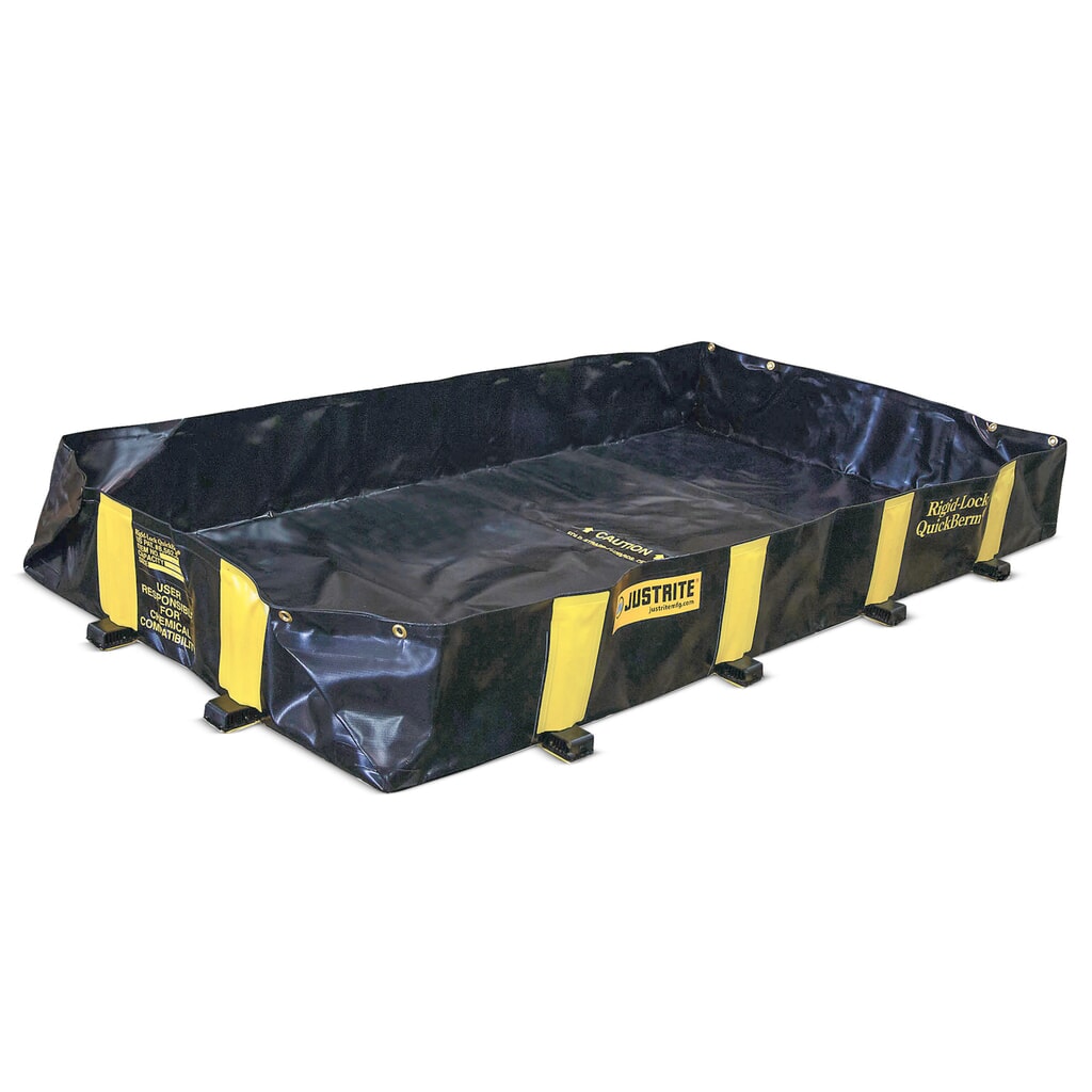 Justrite® QuickBerm® skladacia záchytná vaňa z PVC, kapacita 662 l Obrázok výrobku: Justrite® QuickBerm® skladacia záchytná vaňa z PVC, kapacita 662 l