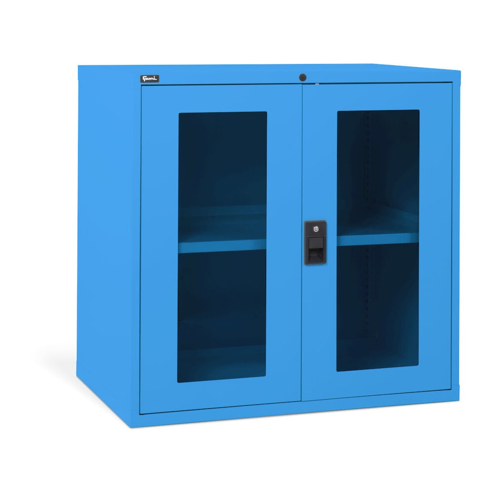 Číslo obrázka výrobku 3: Skriňa Fami MASTER s polykarbonátovými krídlový dverami, v × š × h 1 000 × 1 020 × 726 mm, svetlomodrá