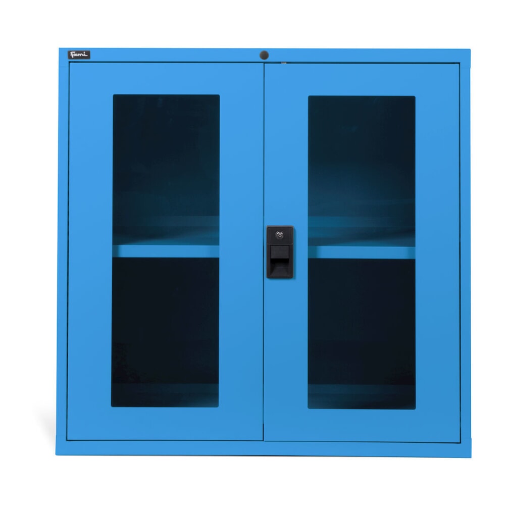 Číslo obrázka výrobku 4: Skriňa Fami MASTER s polykarbonátovými krídlový dverami, v × š × h 1 000 × 1 020 × 726 mm, svetlomodrá