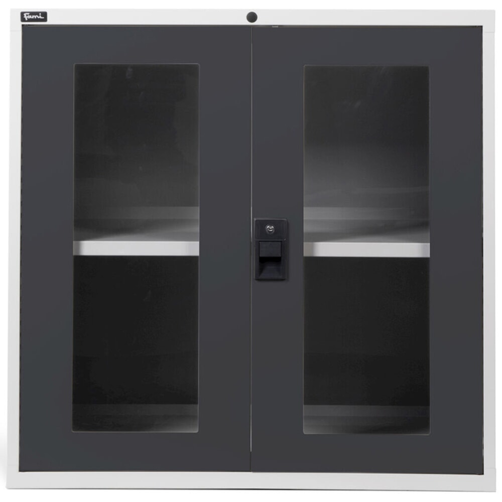 Číslo obrázka výrobku 3: Skriňa Fami MASTER s polykarbonátovými krídlovými dverami,v × š × h 1 000 × 1 020 × 726 mm, svetlosivá, antracitová